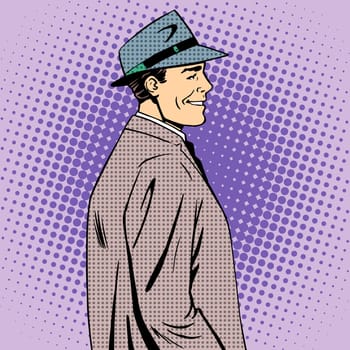 man coat hat retro style pop art