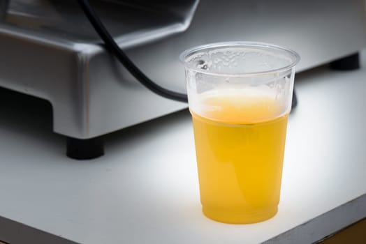 A glass of beer fresh and tasty on a village festival