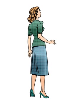 Retro woman looks back pop art style