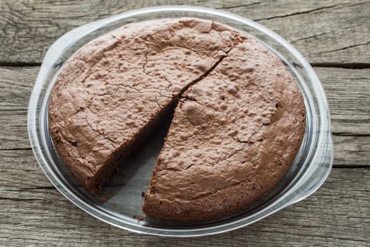 Chocolate cake with brown glaze