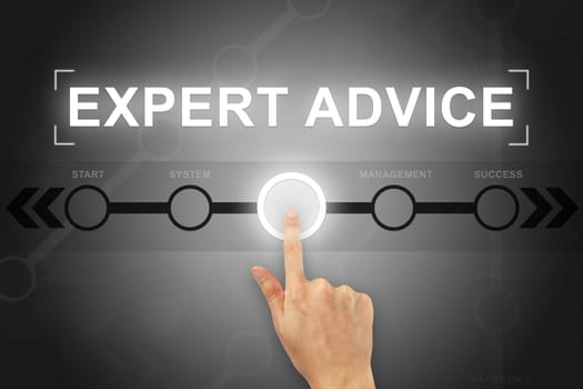hand clicking expert advice button on a touch screen