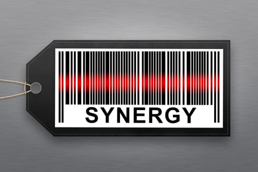 Synergy barcode with stainless steel background