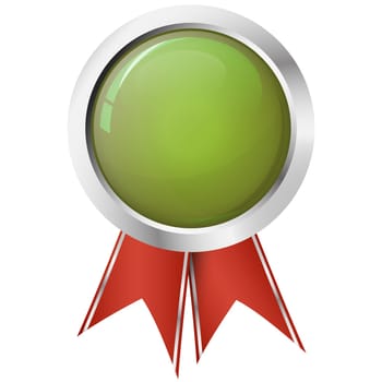 Button template with silver frame and red ribbons