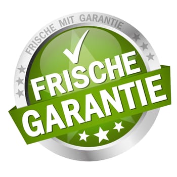 colored button with banner and text - Freshness guarantee