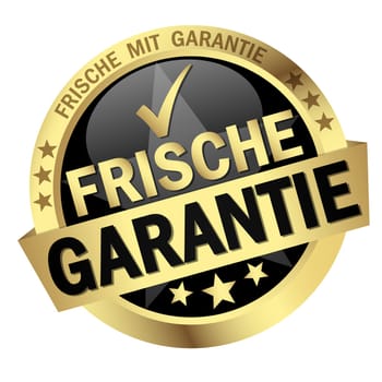 colored button with banner and text - Freshness guarantee