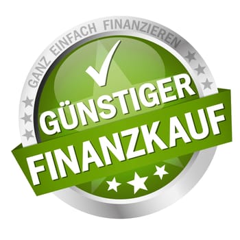 colored button with banner and text - cheap financial purchase