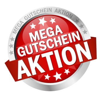 colored button with banner and text - Mega coupon promotion