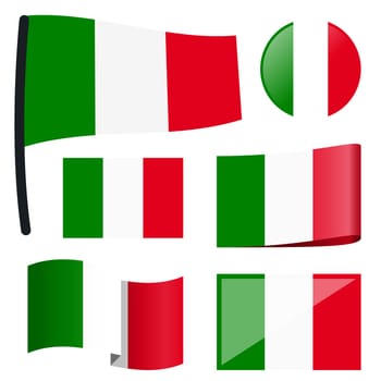 collection of different swung flags of country Italy