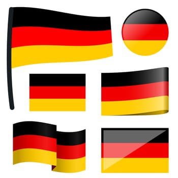 collection of different swung flags of country Germany