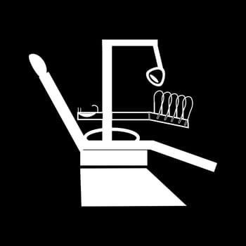 Dental chair medical technology black white silhouette graphics