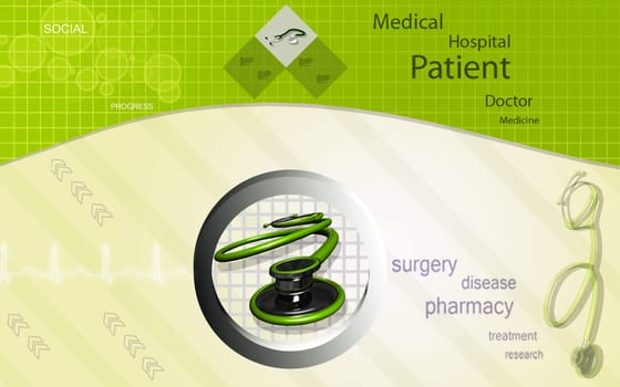 Digital illustration of stethoscope in colour background