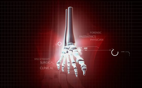 Digital illustration of Leg bone in colour background