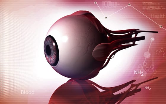 Digital illustration of eye in colour background