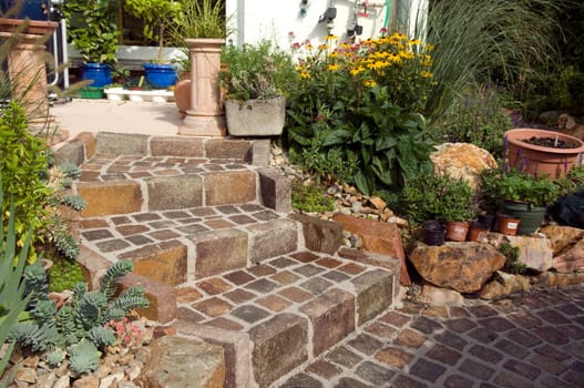 Garden staircase,finished,grouted,joint,garden path