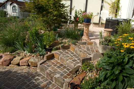 Garden staircase,finished,grouted,joint,garden path