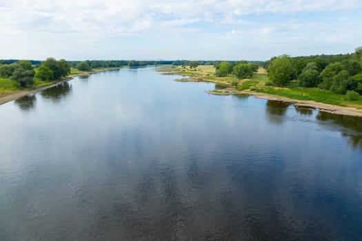 Elbe landscape with shore fortification near Magdeburg