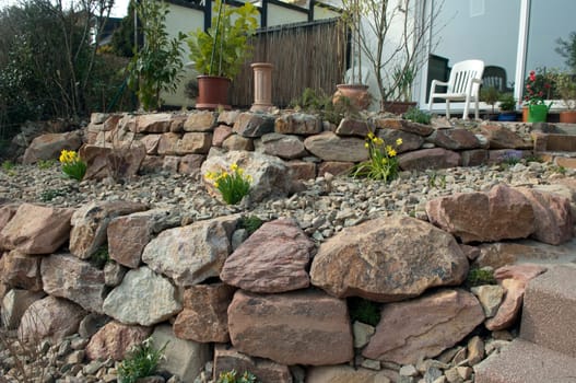 Stone garden  construction,construction phase,installation,new