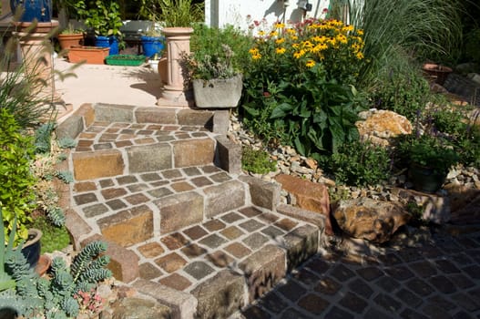 Garden staircase,finished,grouted,joint,garden path