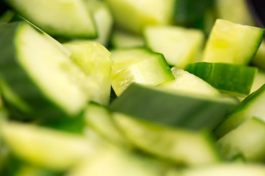 Chopped Cucumber Close Up. Macro Image.