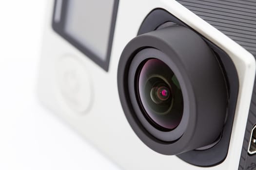 closeup extreme camera on white background