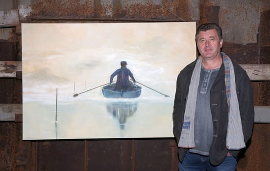 Bruno Apitz , Vernissage of 2 Maenner ,2 Artists ,2 Worlds at Cap San Diego in Hamburg on 09.09.2015