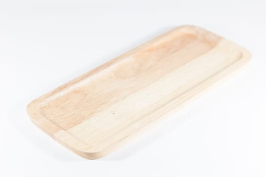 Wooden plate isolated on white background, stock photo