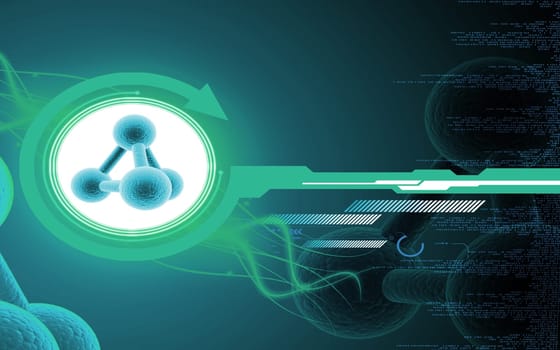 Digital illustration of molecules in colour background