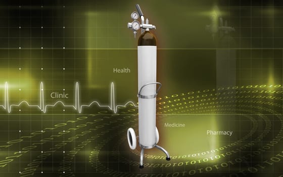 Digital illustration of oxygen cylinder in colour background