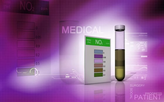 Digital illustration of nitrite test in colour background
