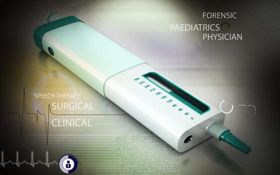Digital illustration of insulin pen in colour background