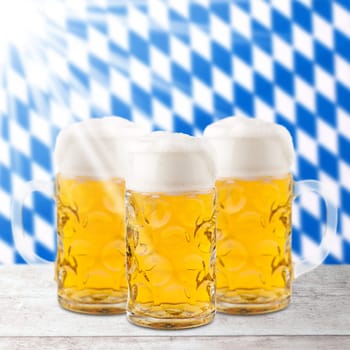 Beer Glasses with Bavaria Flag (October Festival)