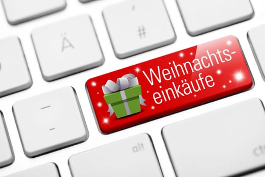 Christmas shopping online key on keyboard