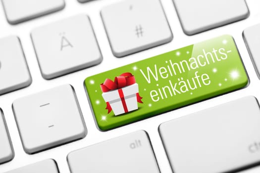 Christmas shopping online key on keyboard
