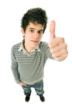 young casual man portrait in a white background