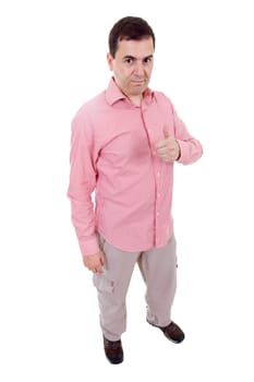 young casual man full body in a white background