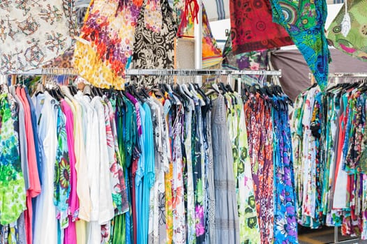 Clothes for sale at a local outdoor market. Italy