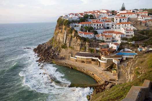 View of Azenhas do Mar, located on the cliffs near Sintra, Portugal.