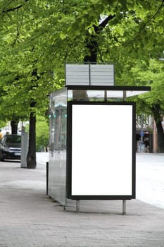 Blank billboard at a bus station for your own text