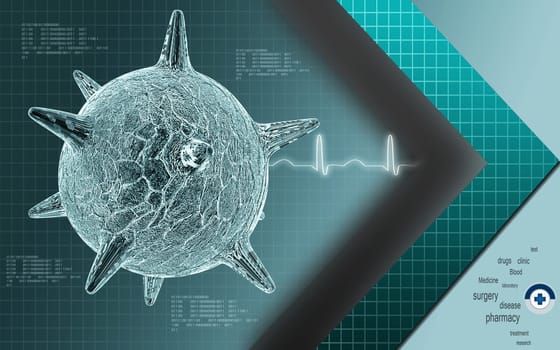 Digital illustration of herpes virus in colour background