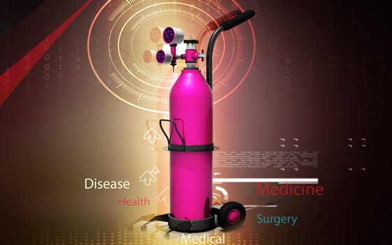 Digital illustration of oxygen cylinder in colour background