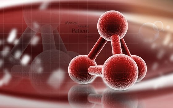 Digital illustration of molecules in colour background