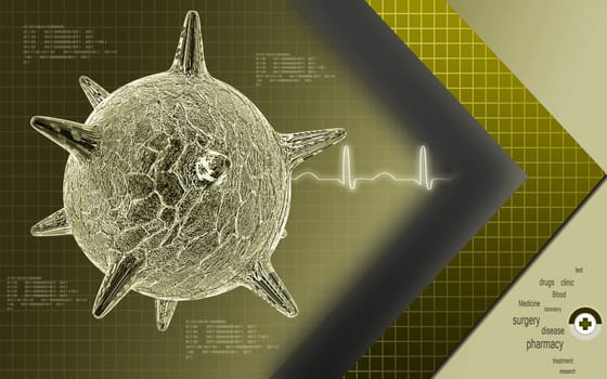 Digital illustration of herpes virus in colour background