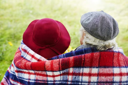 Back view of affectionate seniors