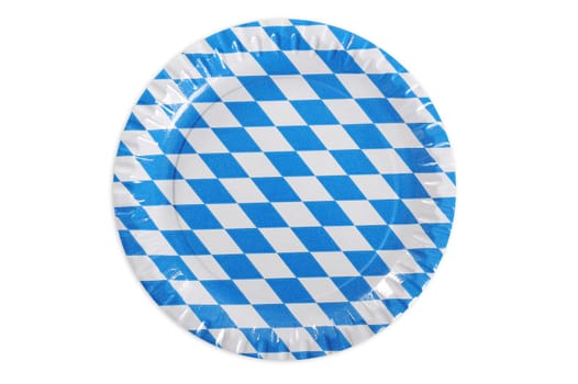 original bavarian paper plate\nargyle. traditional beer tent decoration. isolated on white.\n