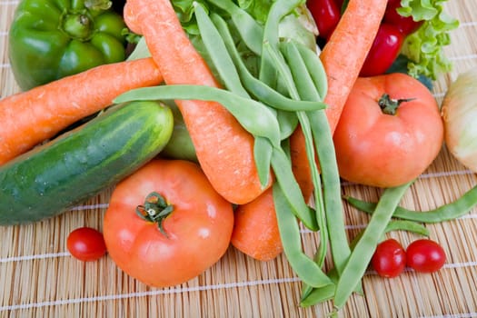 Fresh vegetables on wooden table