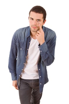 studio picture of a young smart man, isolated on white