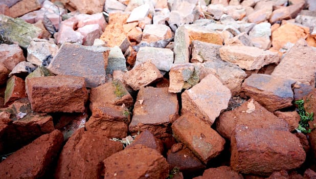 Heap of bricks in the house site near Vienna