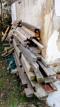 pile of solid woods for construction