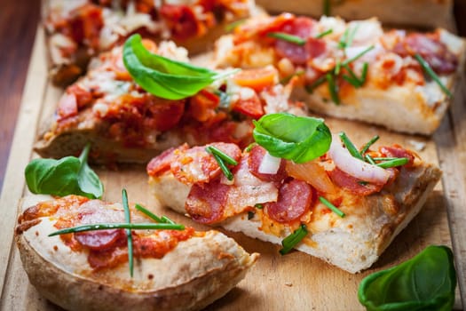 Pull aparat pizza breadwith herbs and basill