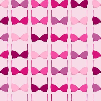 Seamless pattern with pink bra elements in support of breast cancer awareness campaign. EPS10 vector file.